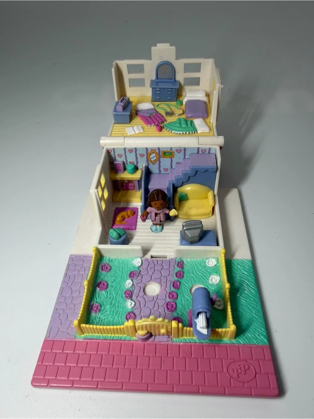 Pink & White Playhouse Set with Young Doll and Garden Accessories